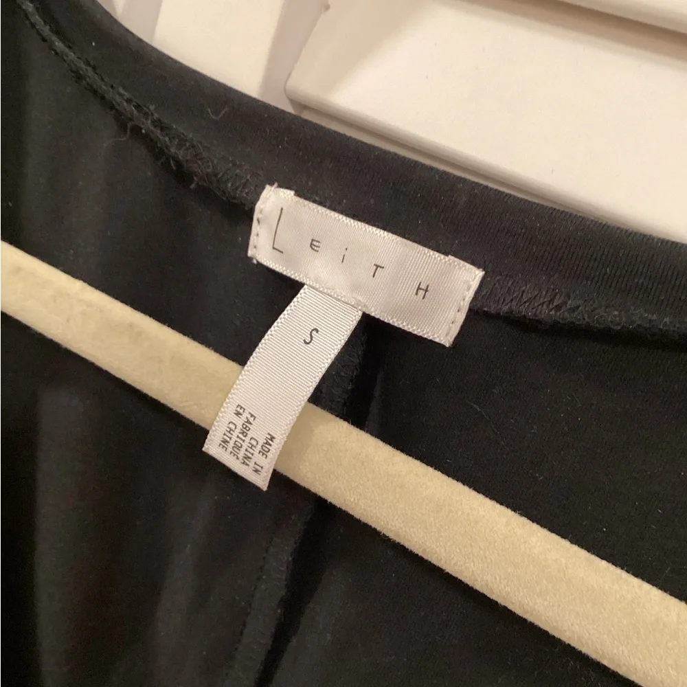 Leith Black Midi Dress with Plunge V-Neck. Short sleeve. - Picture 5 of 8